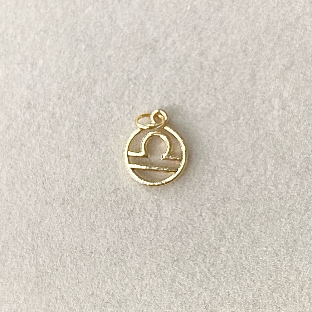 Golden Balance Libra Zodiac Charm | Celestial Horoscope Coin Pendant